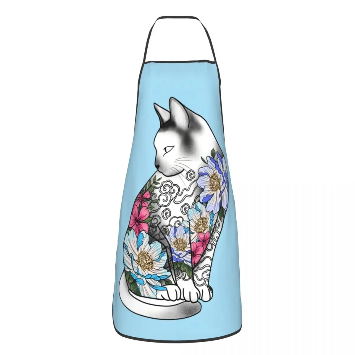 

Custom Bib Kitsune Cat With Colorful Koi Fish And Flowers Apron for Men Women Unisex Chef Cooking Tablier Cuisine Gardening