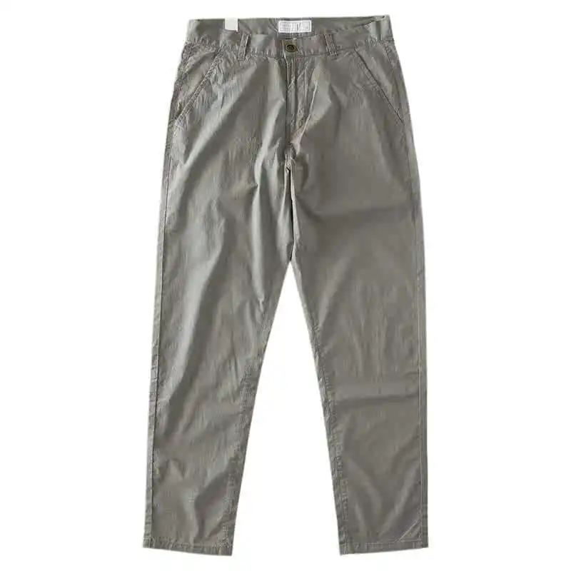 2025 Summer New American Retro Thin Quick-drying Elastic Pants Men's Simple 97% Cotton Washed Commute Casual Straight Trousers