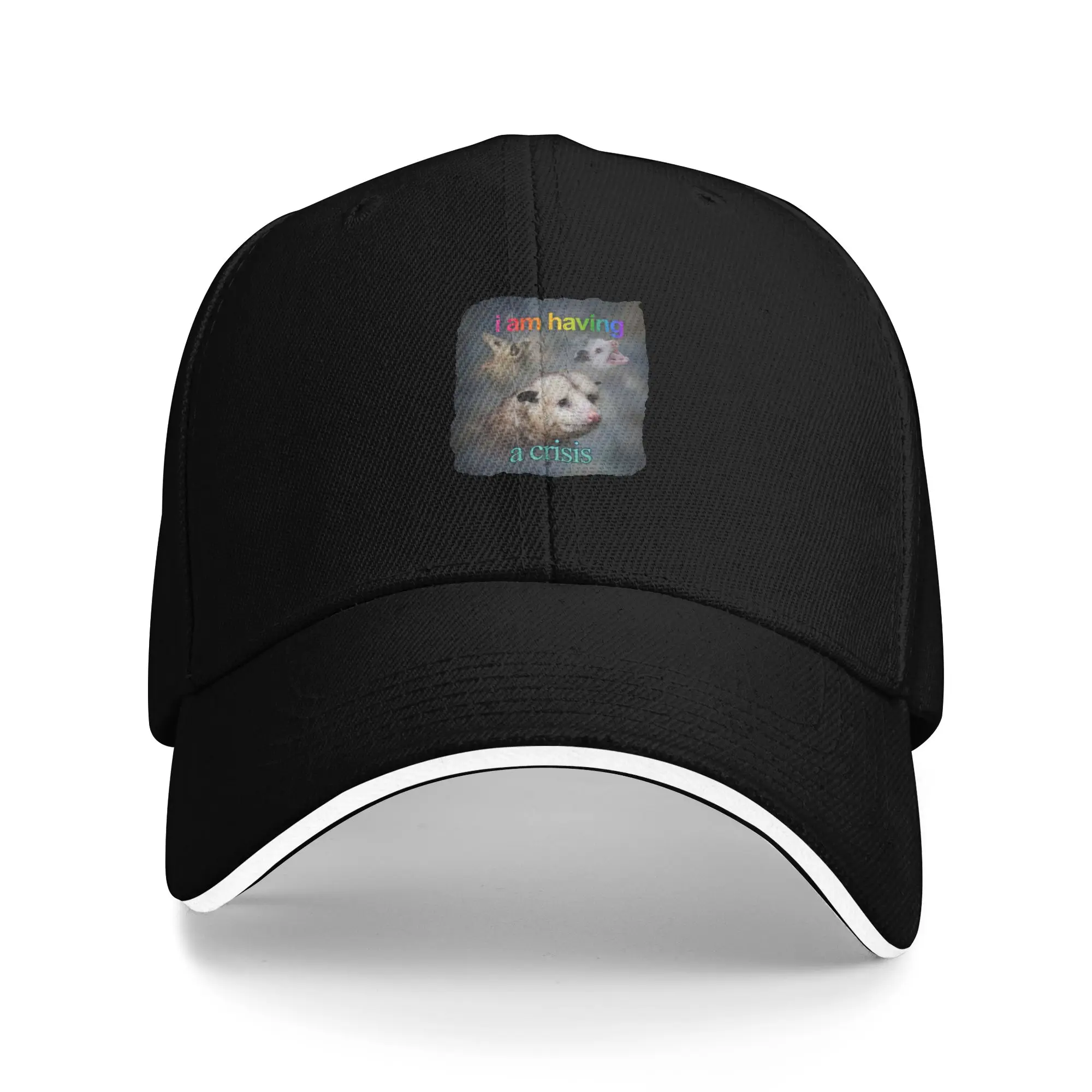 Hot Sale I am having a crisis possum word art Baseball Cap  Snapback Sports Visors  Motorcycle Riding Sports Visors