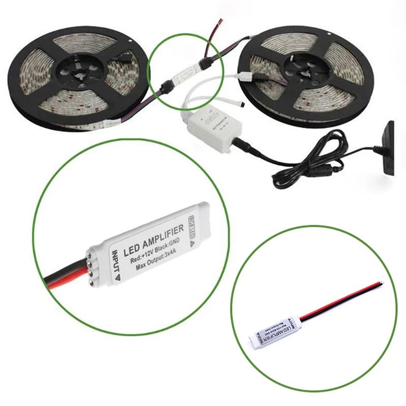 DC 12V 3 * 4A 144W Mini ripetitore portatile RGB LED Strip amplificatore per