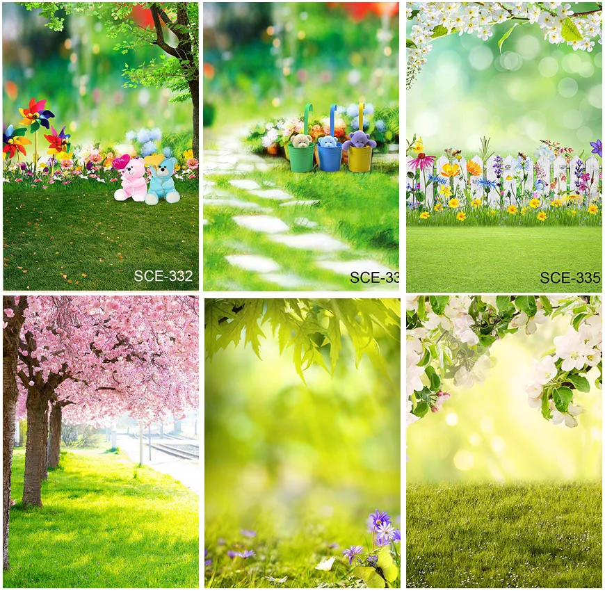 

Photographic Spring Sunshine Bokeh Green Grass Natural Scenery Backgrounds Birthday Party Room Decor Newborn Studio Backdrops