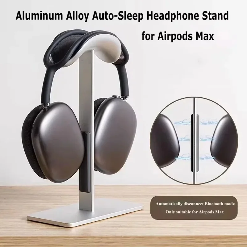 Auto-sleep Headset Holder Aluminum Alloy Headphone Stand Detachable Display Shelf for Airpods Max with Anti-Slip Silicone Pad