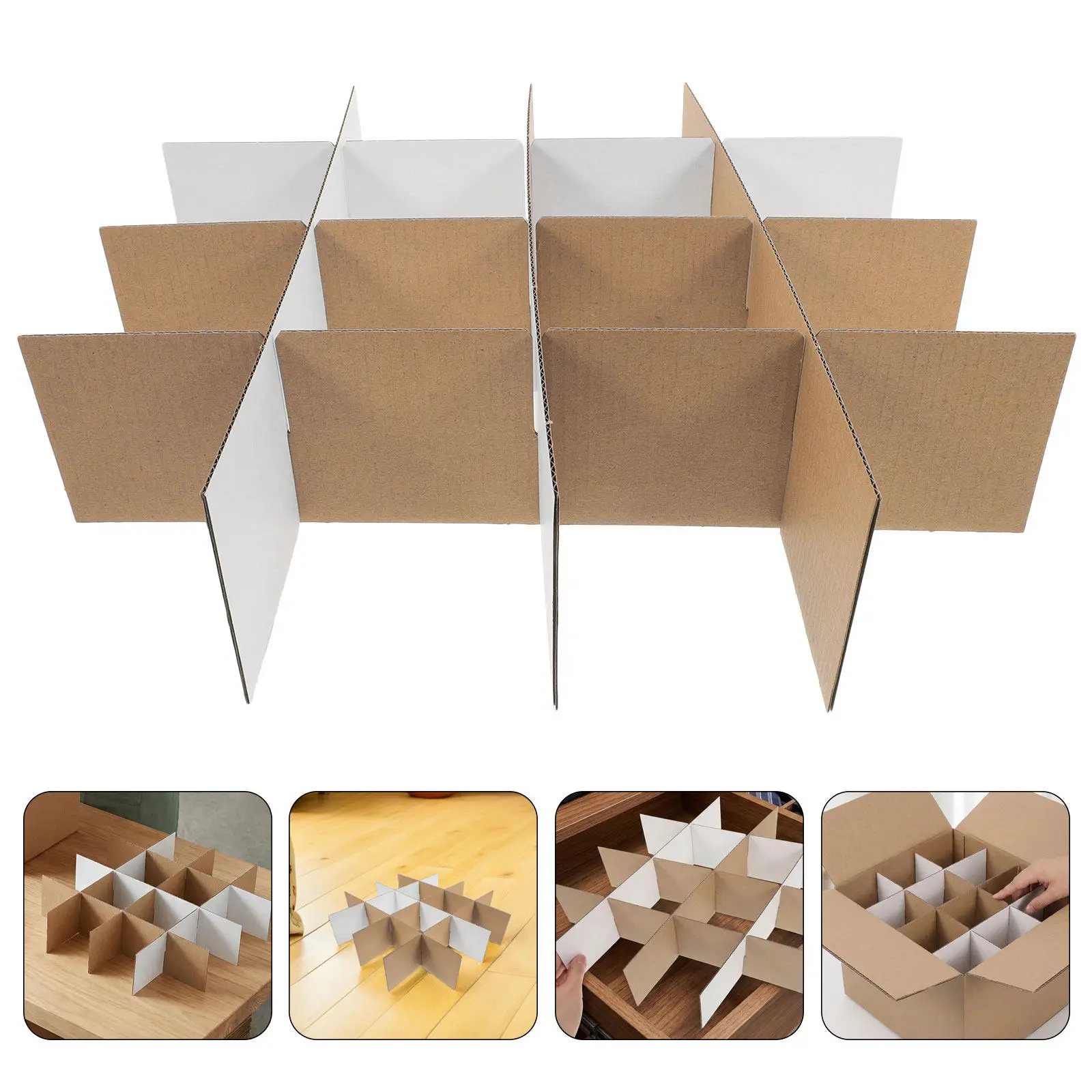 12Pcs Cardboard Box Dividers Inserts 13.19x3.15x0.12in Glassware Packaging Separator for Shipping Moving Box Organizer Divider