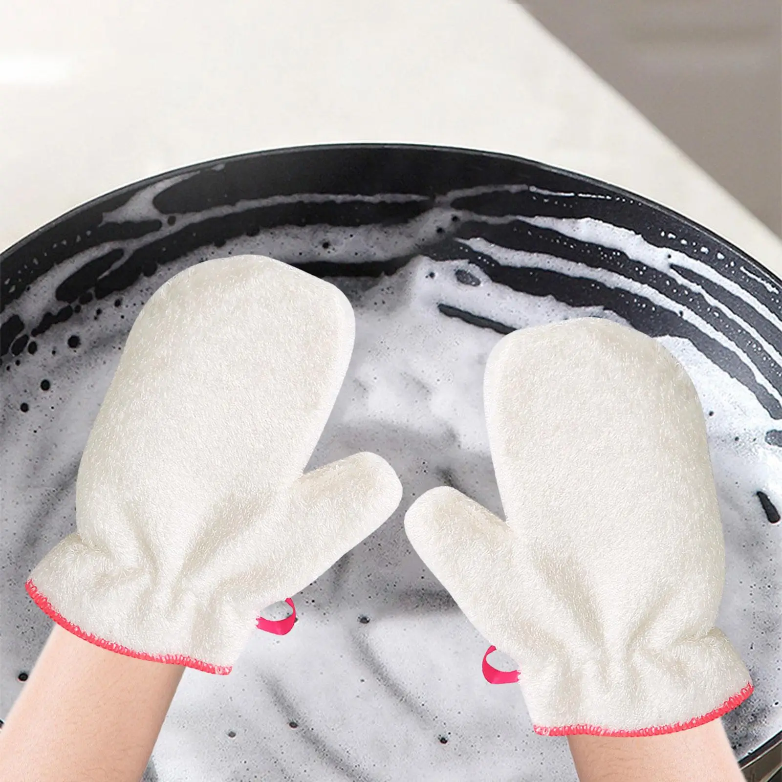 2Pcs Kitchen Cleaning Dish Towels Bamboo Fiber Cleaning Cloth with Glove Shape for Sinks Wet and Dry Washing Dishes Kitchen Home