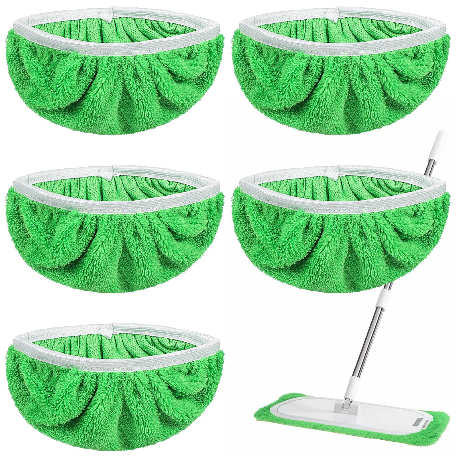 

6Pcs Ultra Fine Fiber Mop Pads Washable Replacement Mop Covers Elastic Binding for Wet Dry Floor Cleaning Pads