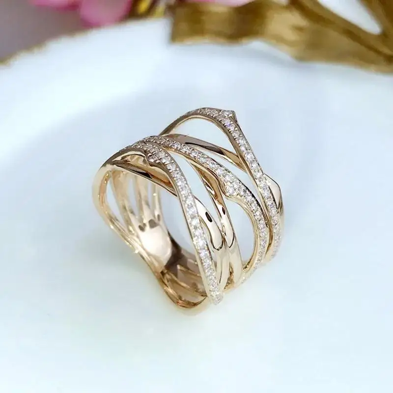 Charm Silver Color Hollow Geometry Ring for Women Fashion Metal Inlaid White Stones Ring Jewelry