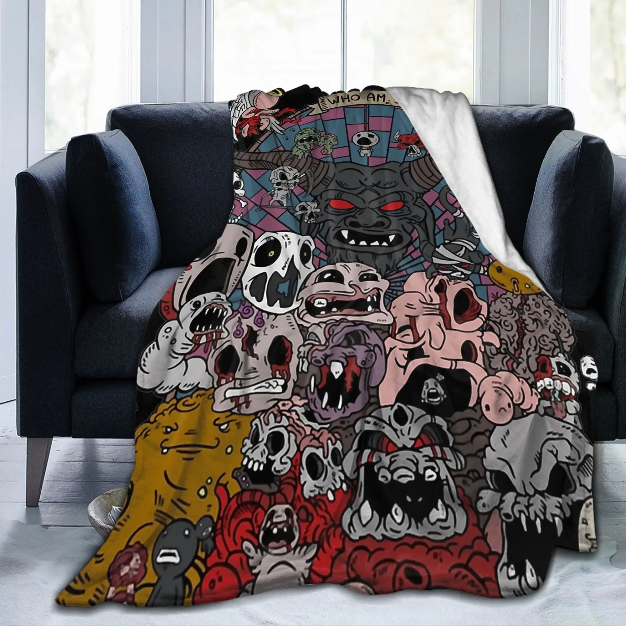 the binding of isaac Knitted Blankets Fleece indie video games Ultra-Soft Throw Blankets for Home Couch Quilt Portable
