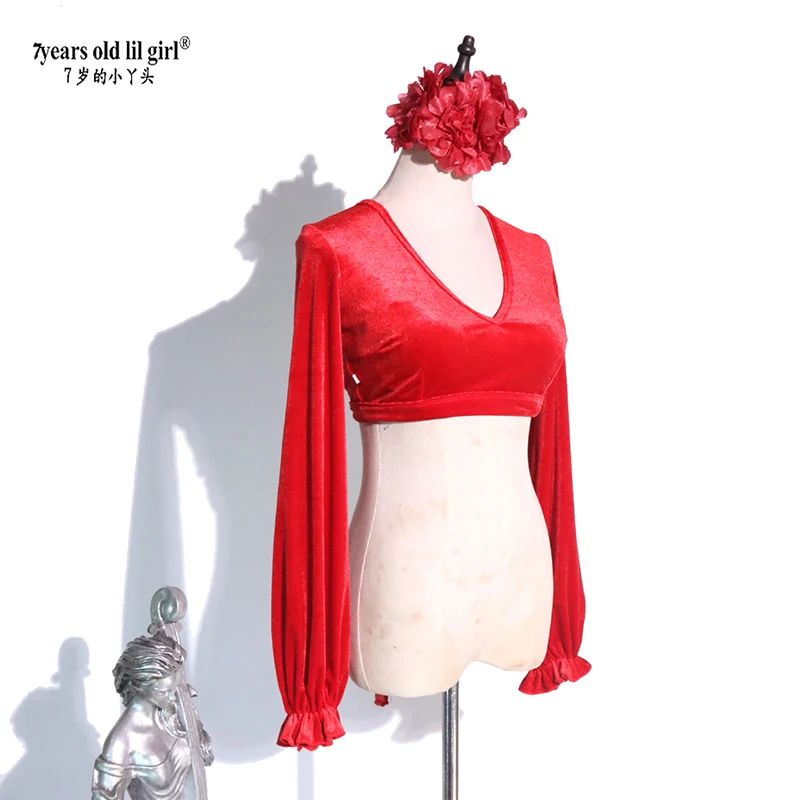 Top de dança do ventre novo estilo trajes blusa manga morcego Gypsytop GVV05