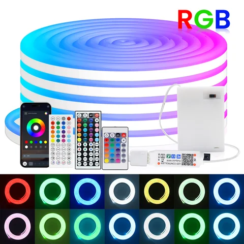 DC5V RGB LED néon AA alimenté par batterie Bluetooth LED bande SMD2835 108 LED s/m ruban étanche avec télécommande