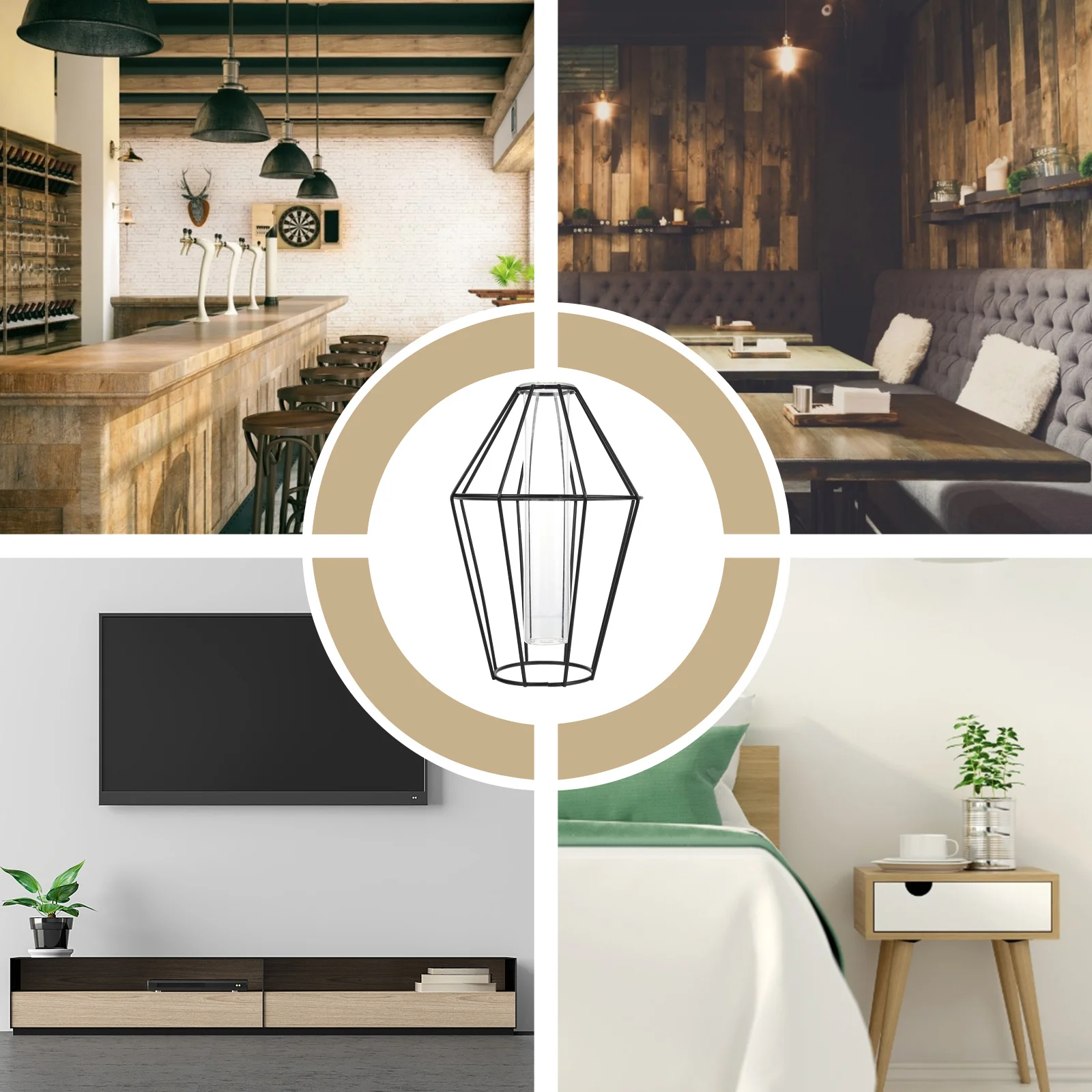 

1Set Iron Art Flower Vase Sturdy Hydroponic Glass Vase Rack Contemporary Home Office Desktop Decoration Glass Vases