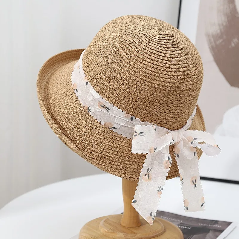 Outdoor sunshade and breathable hat summer folded woven for women