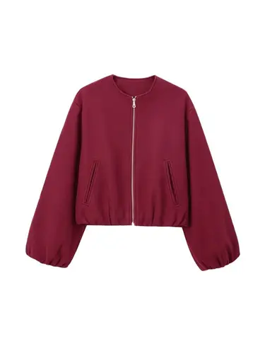 Imagen 2 del producto Chaqueta Bomber suave de gran tamaño para mujer, abrigo de manga larga, cremallera frontal, ropa de abrigo femenina, Tops elegantes, moda