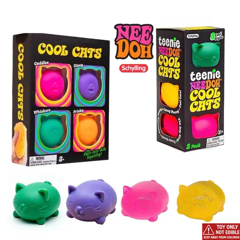 New Needoh Cool Cat Maltose Squishy Toys Slow Rise Stress Relief Ball Sensory Fidget Toys for Adult Anti-Anxiety Sensory Toys