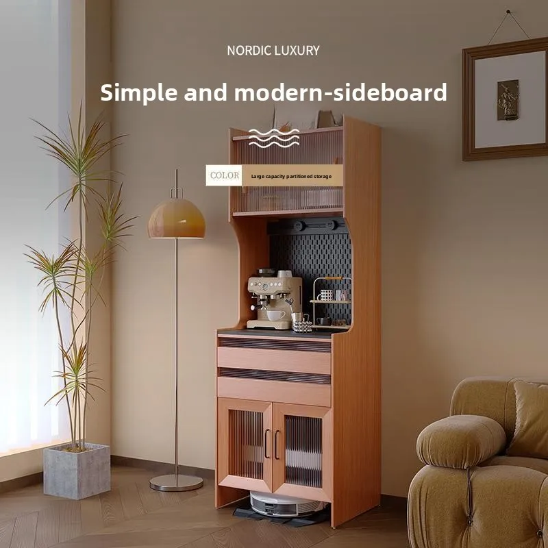 Stone sweeper storage cabinet, solid wood living room hole board magazine cabinet, side cabinet