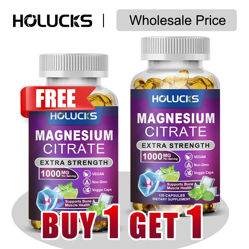 

Buy 1 Get 1 Free! Magnesium Citrate 1000mg Supplement, for Constipation Relief, Muscle Cramps & Better Sleep, Women & Men