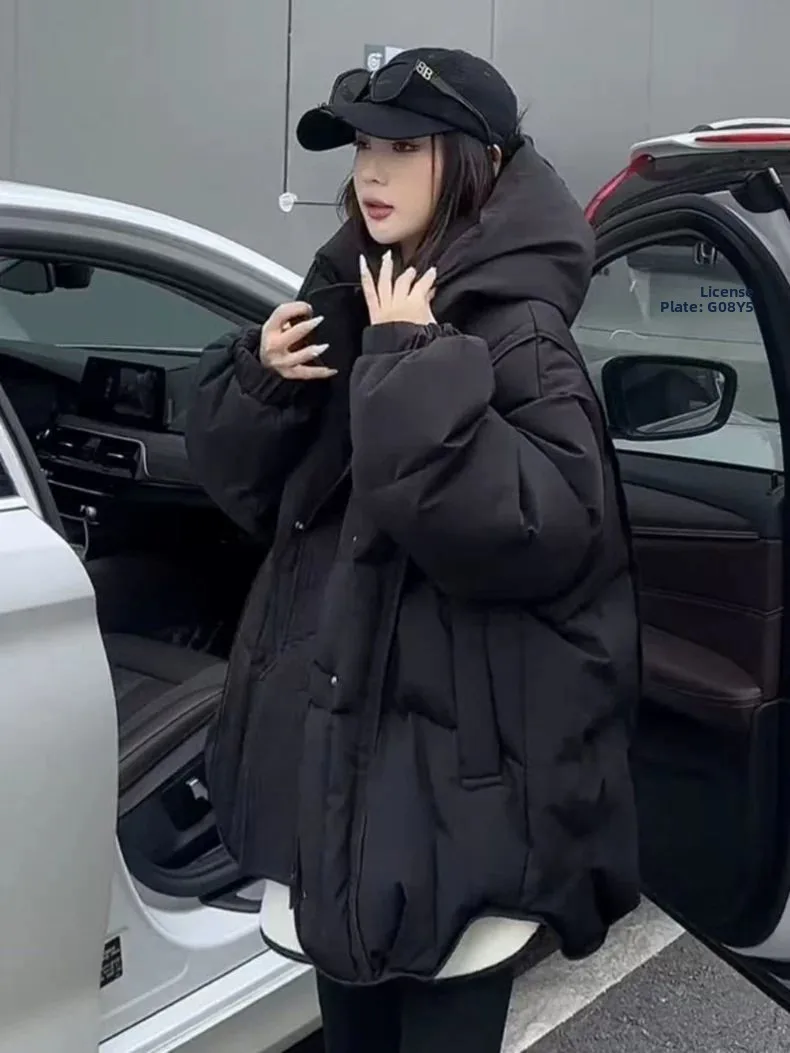 

plus Size Bread Sle Jaet Women's Winter Coat Thiened Loose Long Sve Hooded Cotton Clothes Faionable Commute Sle