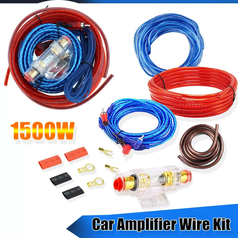 

Car Amp Audio Amplifier Cable Subwoofer Wiring Kit 1500W 8AWG GAUGE Good Quality Accessories for Car Modification