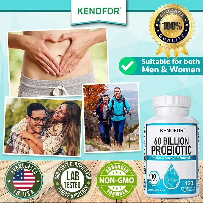 Kenofor 60 Billion Probiotics Support Gut Health Relieve Gas, Bloating, Constipation Support Stomach Digestive Health Supplement