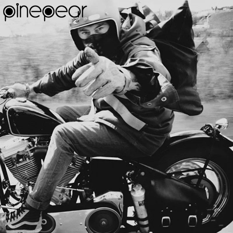 

PinePear 2026 NEWEST Motorcycle Retro Mask PU Leather Vintage Motorbike Riding Mask Black Brown Punk Style For Halley Masks