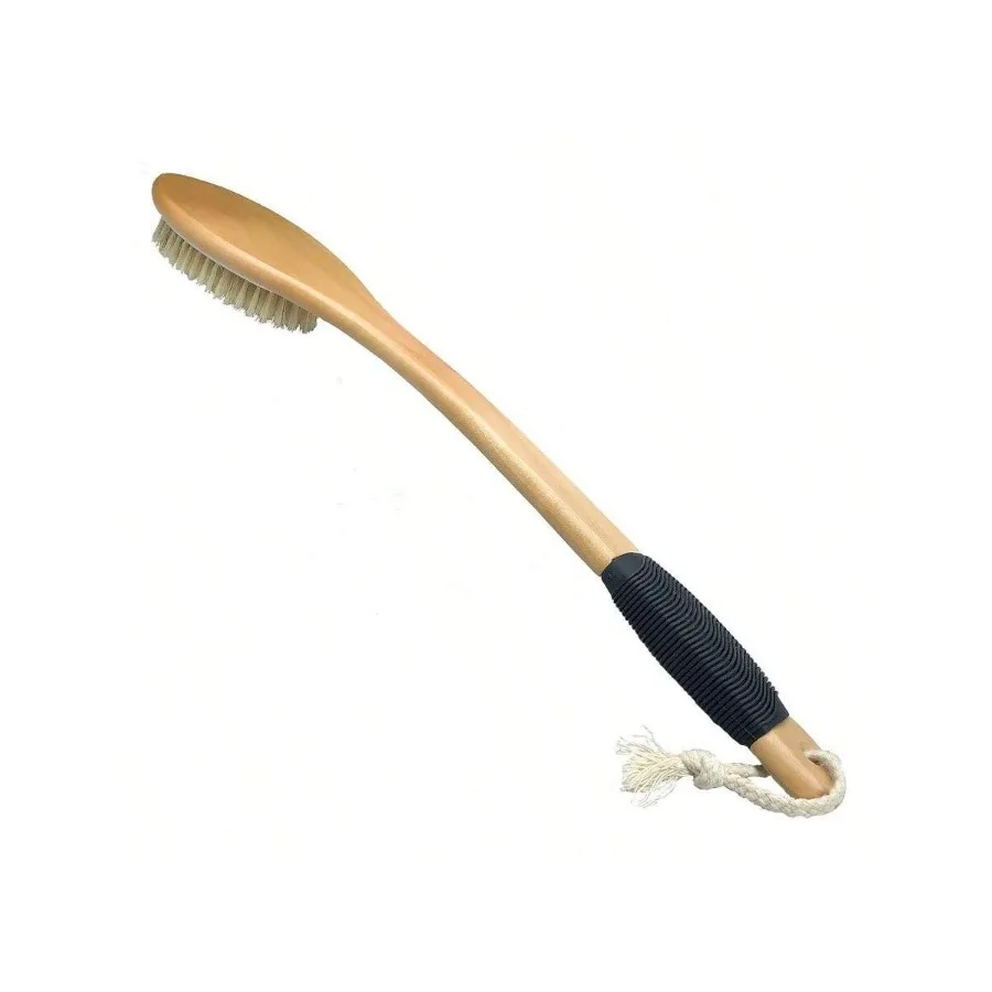 

【New style】XAPY OWI Bath Br Wooden Curved Long Handle Antiskid Shower Br For Eoliating Bristle Scrubber For Back Use Wet Or Dry