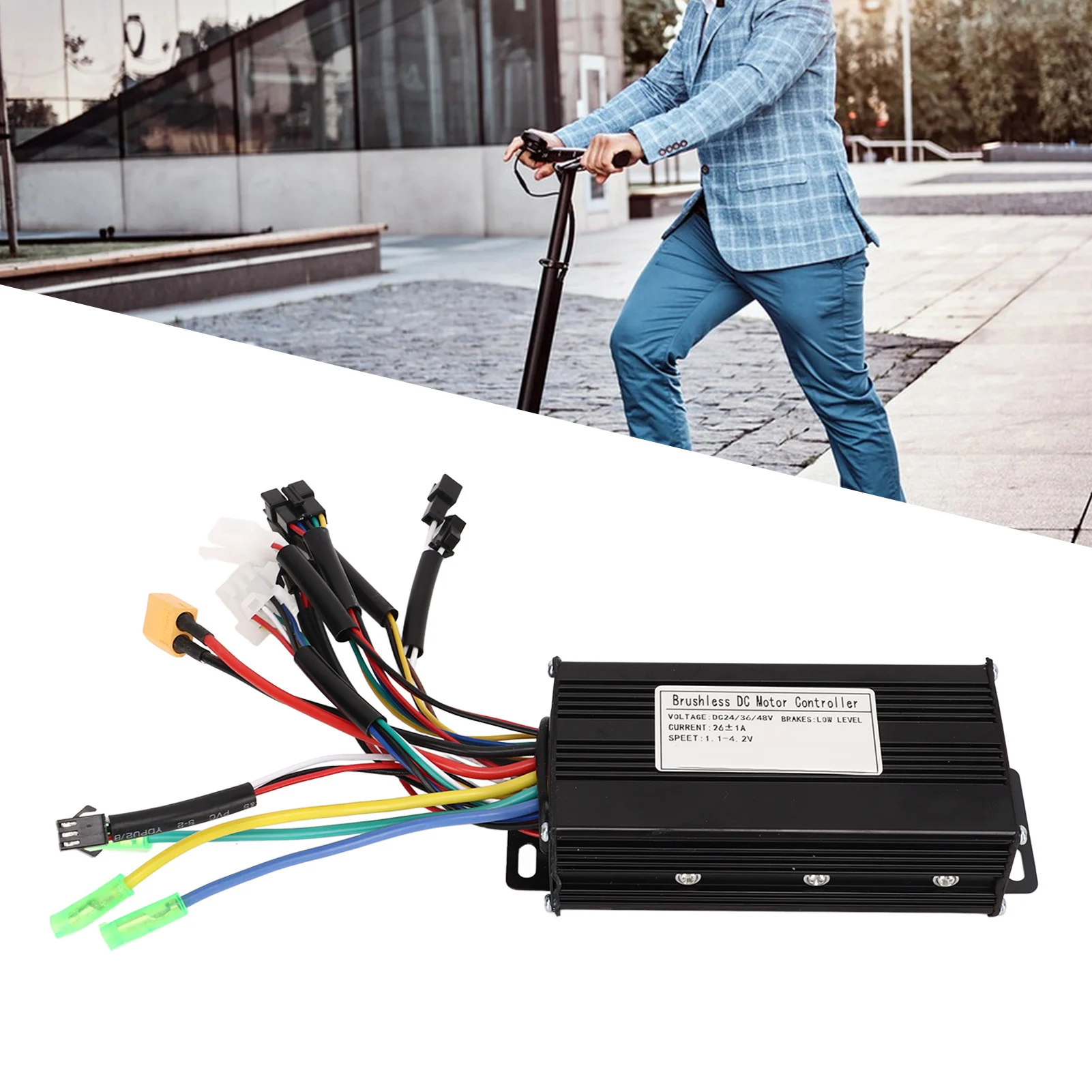 

26A Sine Wave Tri-Mode Controller for Bicycle Li Battery Conversion Electric Scooter Controller for 24V 36V 48V Brushless Motor