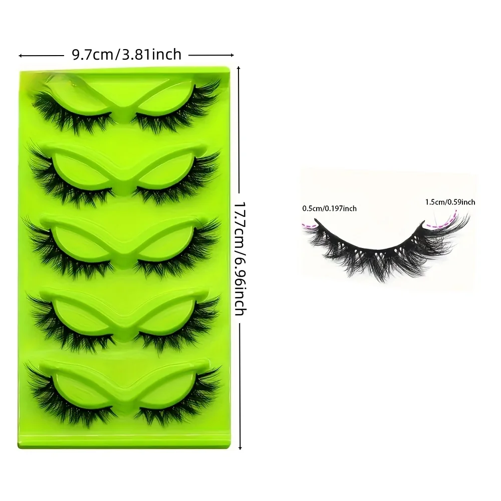 5ペアのキャットアイつけまつげ - ナチュラルでふわふわ、柔らかな見た目、細かいクロスラインデザイン - 低刺激性のフルまつげ