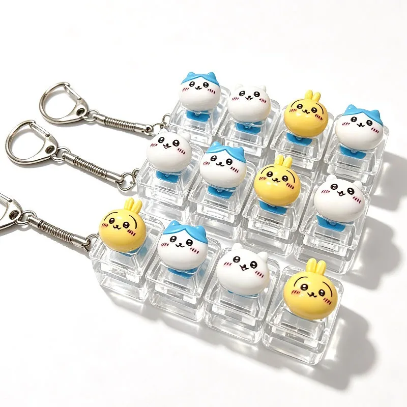Kawaii crystal keychain Fidget luminous keyboard keycap pendant office sensory decompression decoration small gift