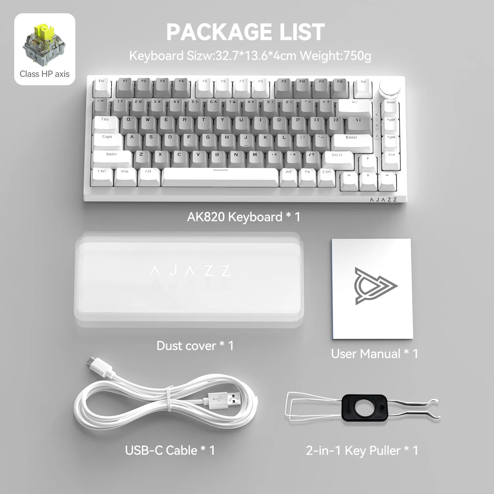AJAZZ AK820 75% bedraad mechanisch toetsenbord: hot-swappable, RGB-achtergrondverlichting, knopbediening |   Voor kantoor en gamen