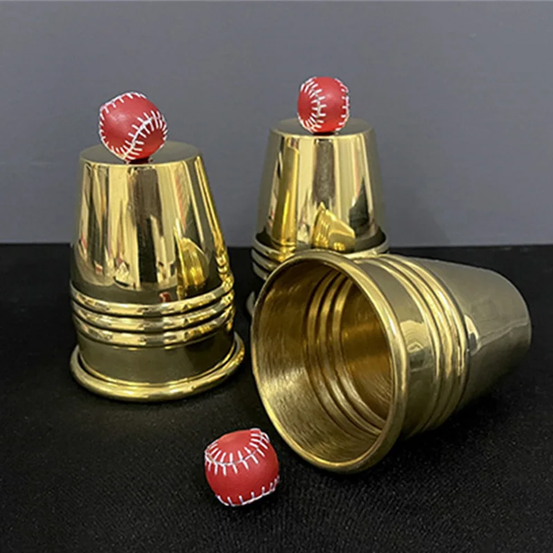 

Cups and Balls (Brass) Magic Tricks Classic Chop Cup Ball Appear Vanish Magia Stage Close Up Illusions Gimmicks Mentalism Props