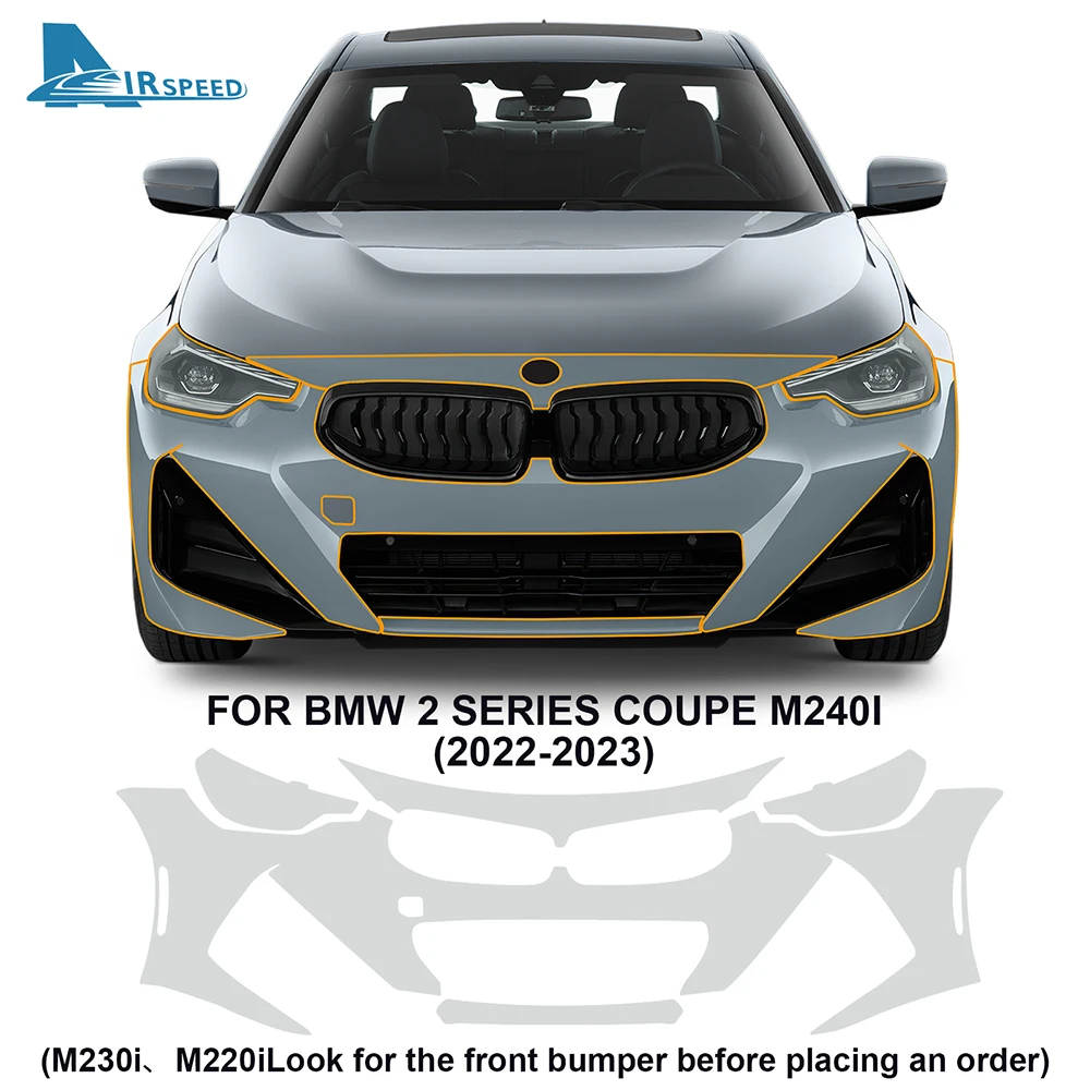 AIRSPEED Paint Protection Film for BMW 2 Series Coupe M240i 2022 2023 Precut Car Clear Kit Bra Transparent PPF TPU 8.5mil