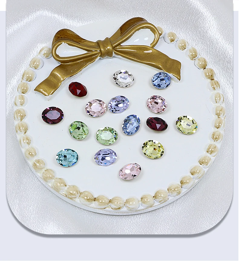 6x4MM  Oval Shape Fancy Stone K9 Crystal Rhinestone High Quality Pointback Stone Glue On Glass Stone For Shoes Bags Nail Art DIY