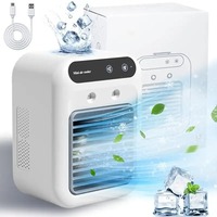USB Desktop Fan Water Tank Mini Air Cooler Portable Personal Cooling Device 1800mAh Lithium Battery Low Voltage Operation Fan