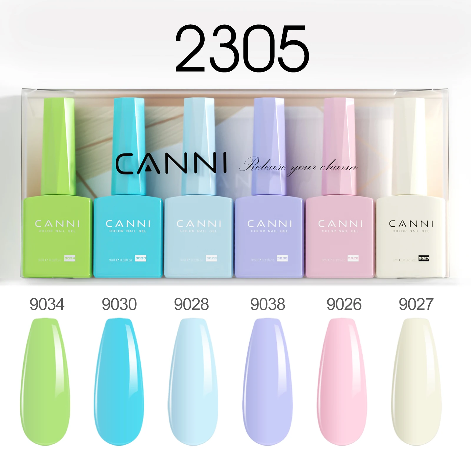 6pcs*9ml HEMA FREE CANNI Nail Gel Polish Kit Semi Permanent Gorgeous Color Nail Manicure Jelly Pink Soak Off UV LED Gel Varnish