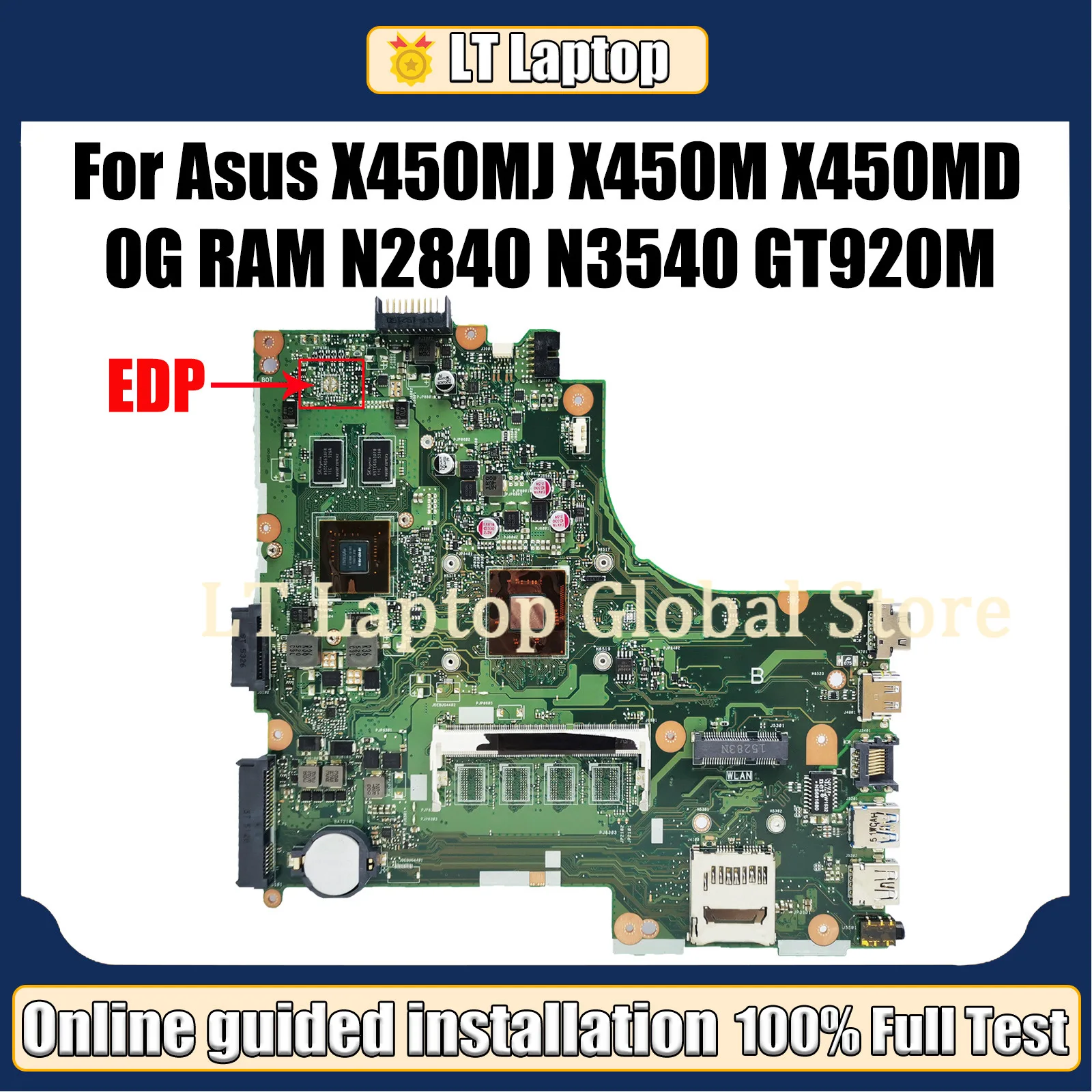 Lt x450mj Mainboard für Asus x450md x450m x452m Laptop Motherboard mit n2840/n3540 CPU 0g RAM GT920m vollständig getestet ok