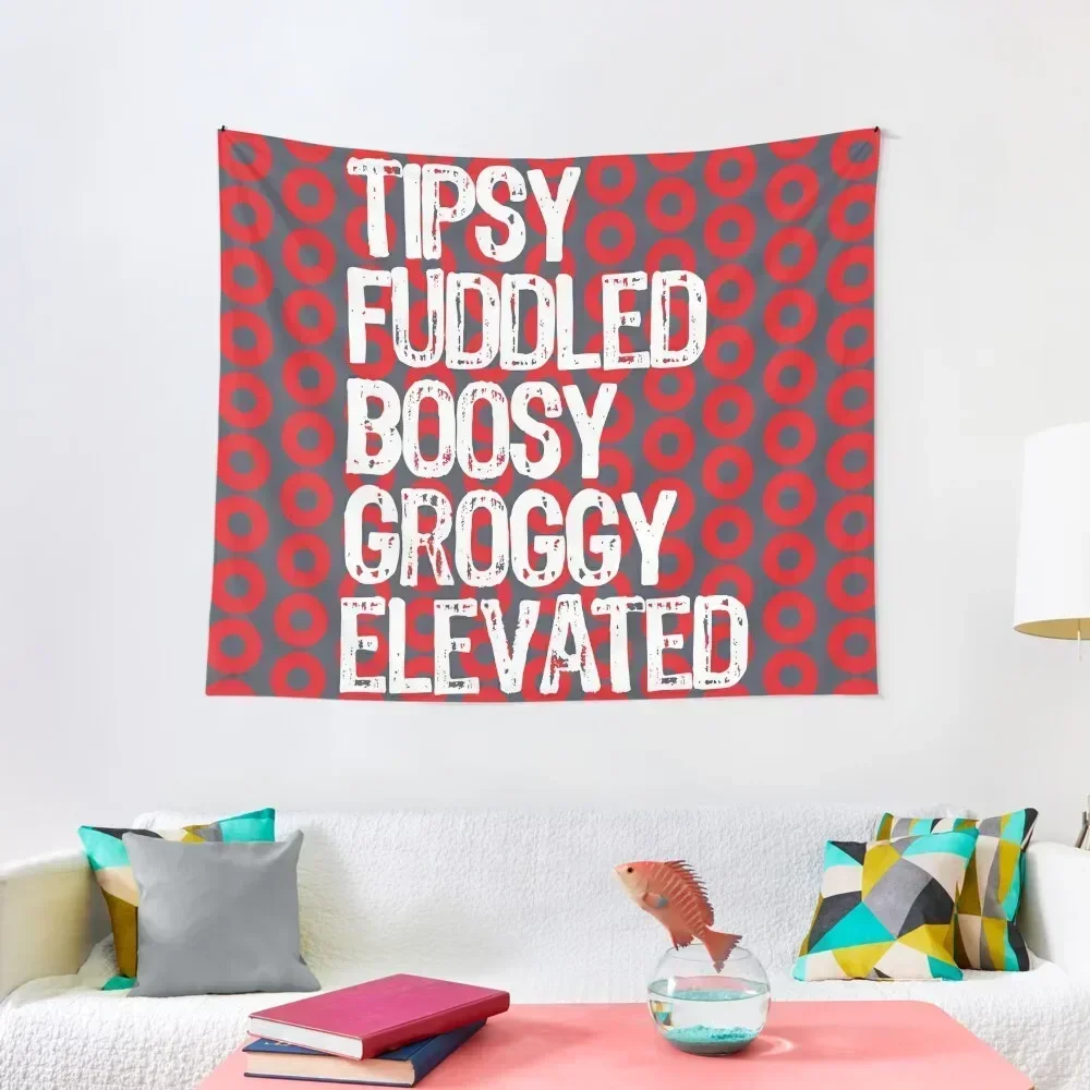 Phish Tipsy Fuddled Boosy Groggy Elevated in White Tapestry Outdoor Decor Bedrooms Decor Tapestry