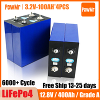PowMr 3.2V 100Ah 4pcs Grade A Battery 8000+ Cycles Lithium Iron Phosphate Rechargeable Battery DIY RV Boat Camping Solar System