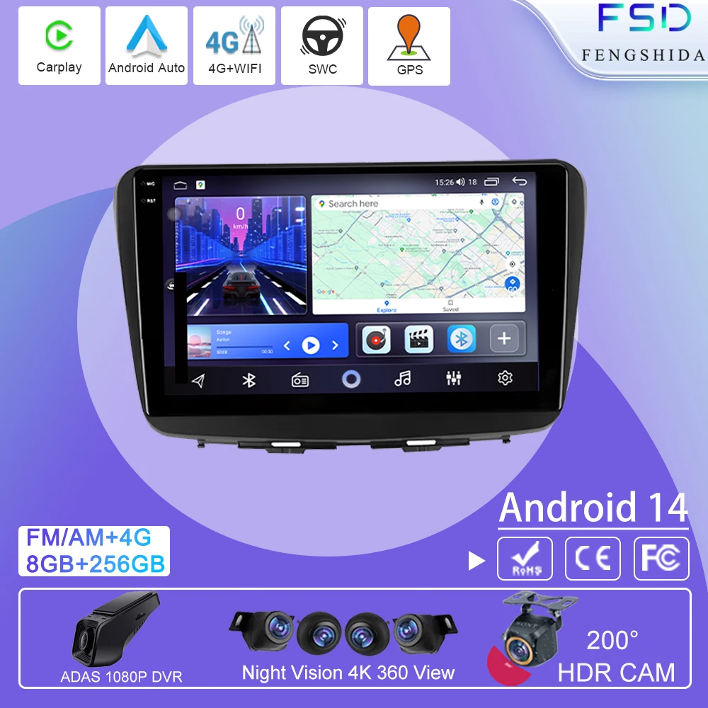 

FOR Suzuki Baleno 2016- 2019 Multimedia Player GPS Navigation 5G wifi BT high-performance CPU HDR QLED Screen No 2din DVD