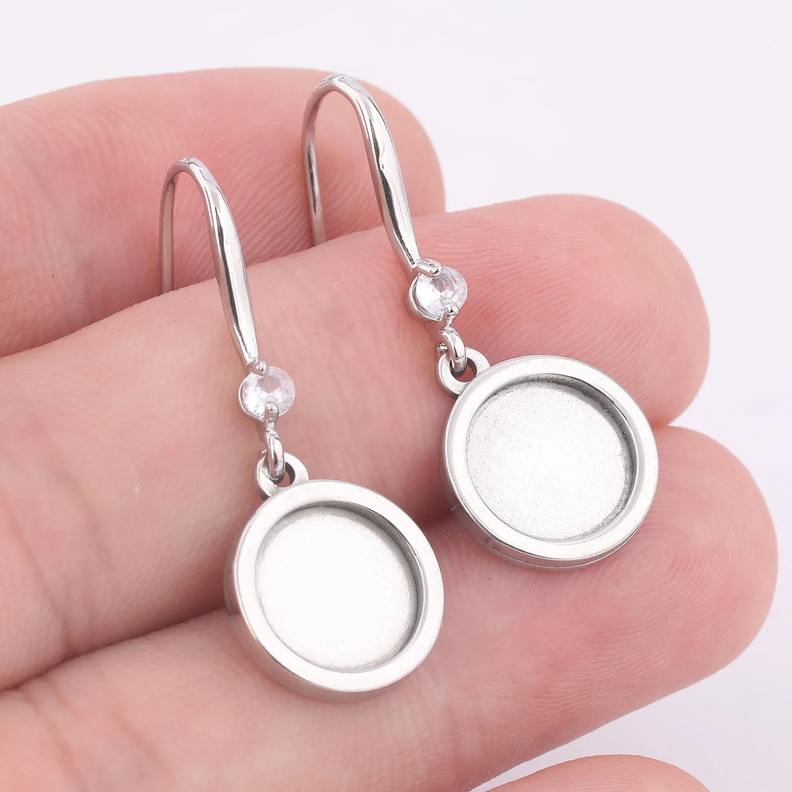 6pcs Stainless Steel Gold Plated Cabochon Earring Base Settings