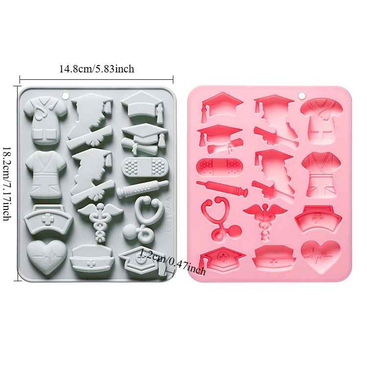 14 Cavity Medical School Graduation Season Theme Silicone Mold Ice Grid Fondant Epoxy Chocolate Mold Cake Decoration Accessories