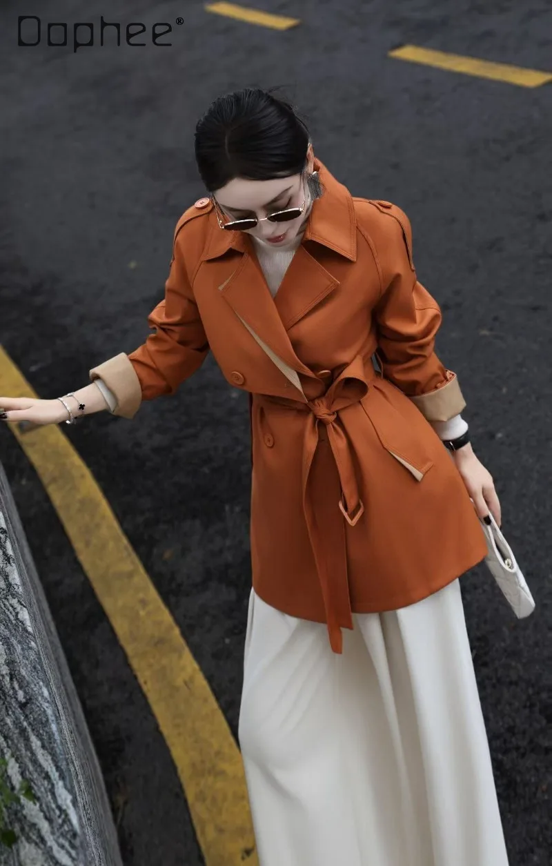 Elegant Professional Fashion Women's High-end Socialite Suit Collar Mid-length Trench Coat Commuting Style Single-breasted Coat