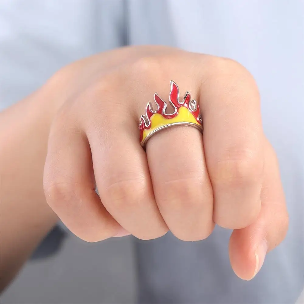 Cool Flame Ring Daily Decoration Personality Hip Hop Style Ring Euro-American Alloy Open Adjustable Ring Family And Friends