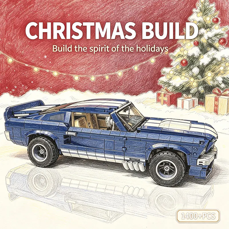 Nouveau kit de construction de voiture de course sportive MOC de 1400+ pièces, modèle de voiture classique à collectionner, cadeau d'anniversaire ou de festival pour les garçons et les passionnés.