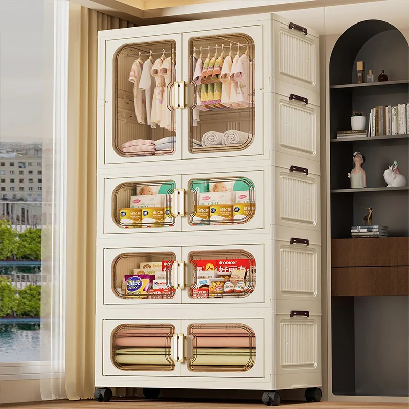 Guarda-Roupa Dobrável de Montagem Rápida para Bebês – Armário Multicamadas para Roupas e Brinquedos para Sala de Estar/Quarto, Organizador Compacto para Casa