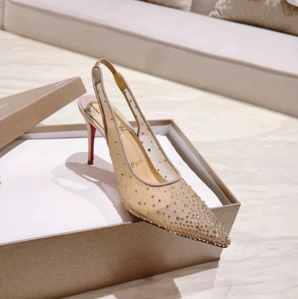 Mesh Rhinestone Rear Empty Sti – Rhinestone Sandal Women recenzja i cena