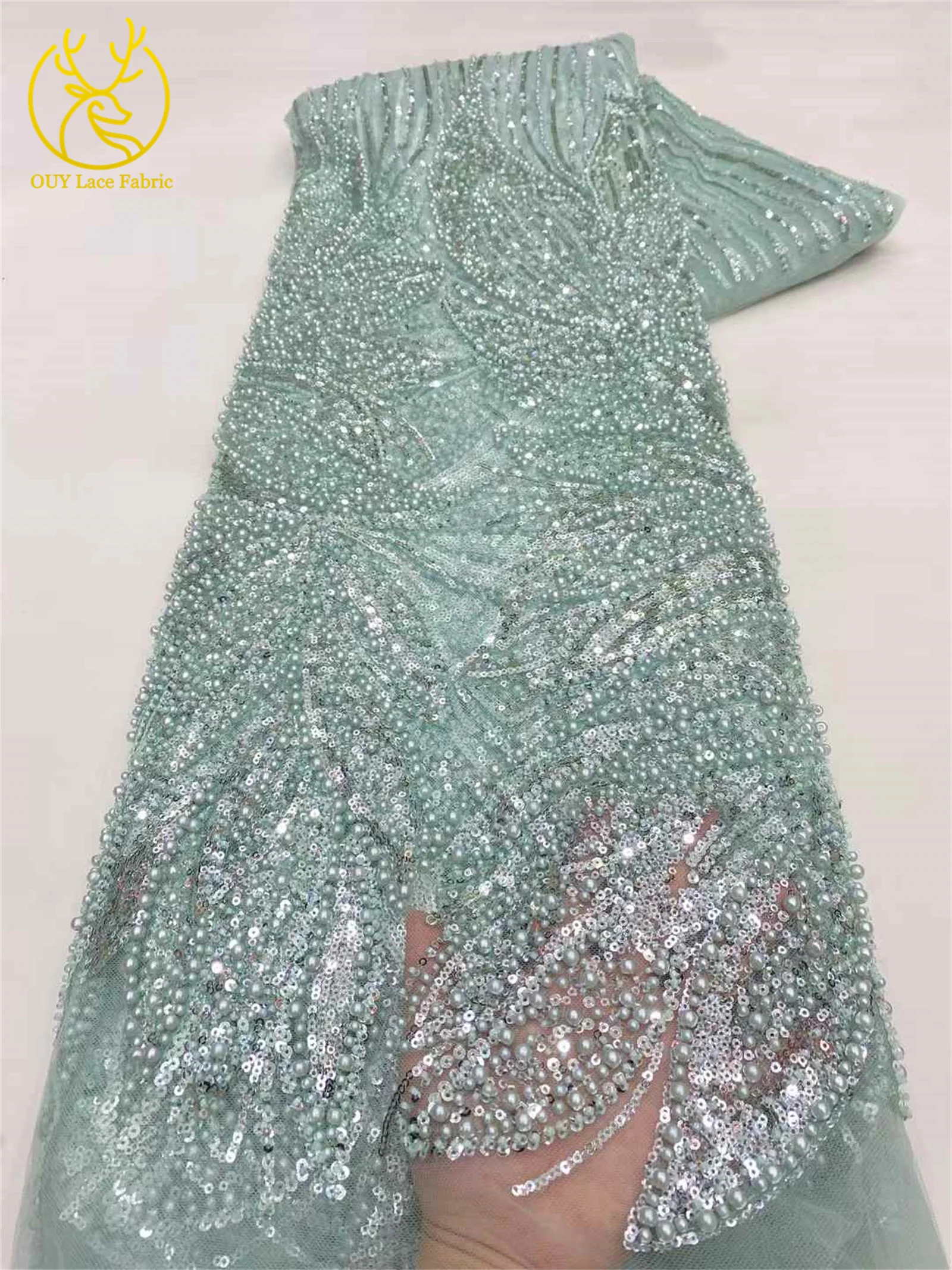 أحدث الفرنسية الأبيض شبكة الدانتيل مطرز تول النسيج النيجيري الدانتيل الترتر النسيج للنساء الخياطة فساتين الزفاف السيدات 5 ياردة