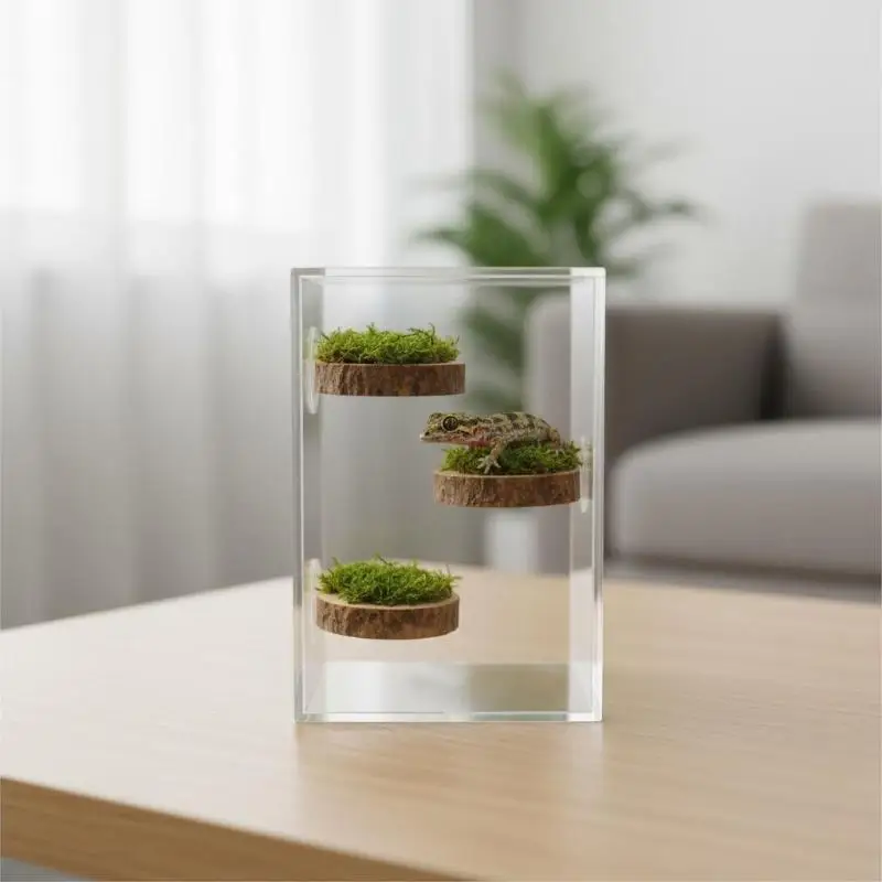 Cueva Magnética Natural Hecha a Mano para Arañas, Mini Decoración, Hábitat para Arañas Saltadoras, Recinto para Reptiles, Kit de Adornos para Terrario, 1 Unidad