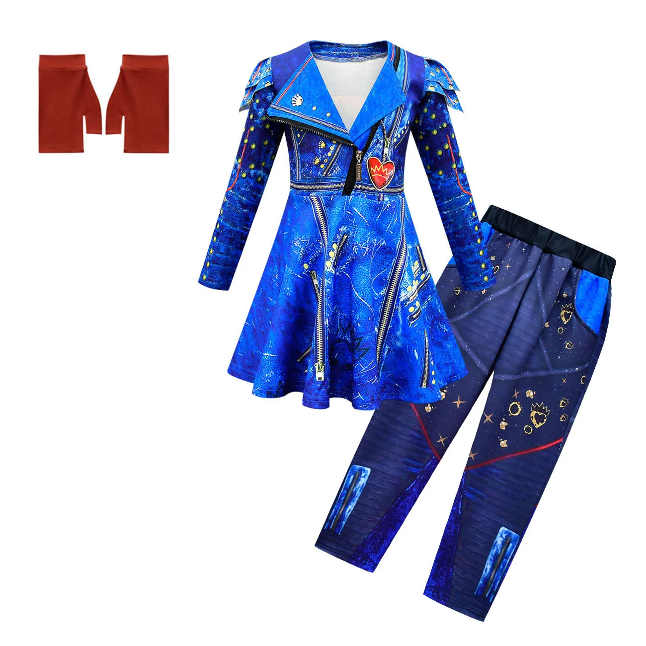 Kids Descendants 3 Mal Costume for Girls Evie Cosplay Costume Child Fantasia Halloween Clothes Wig Birthday Party Fancy Bodysuit