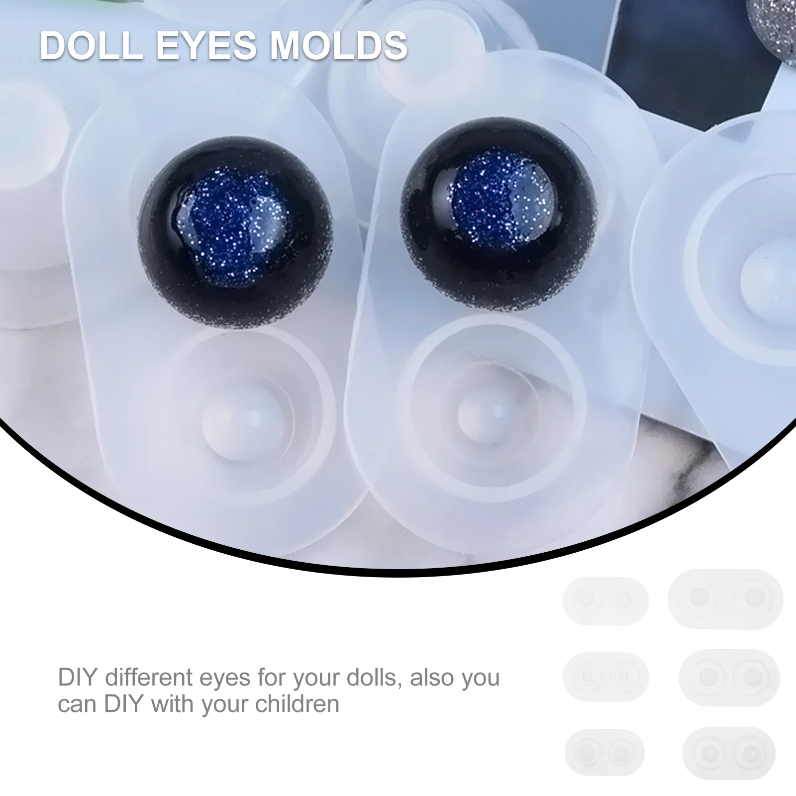

6pcs Eyes Reusable Silicone Eyeball Eyes Epoxy Mold Diy Crystal Epoxy Molds Molds for Halloween Jewelry Accessories