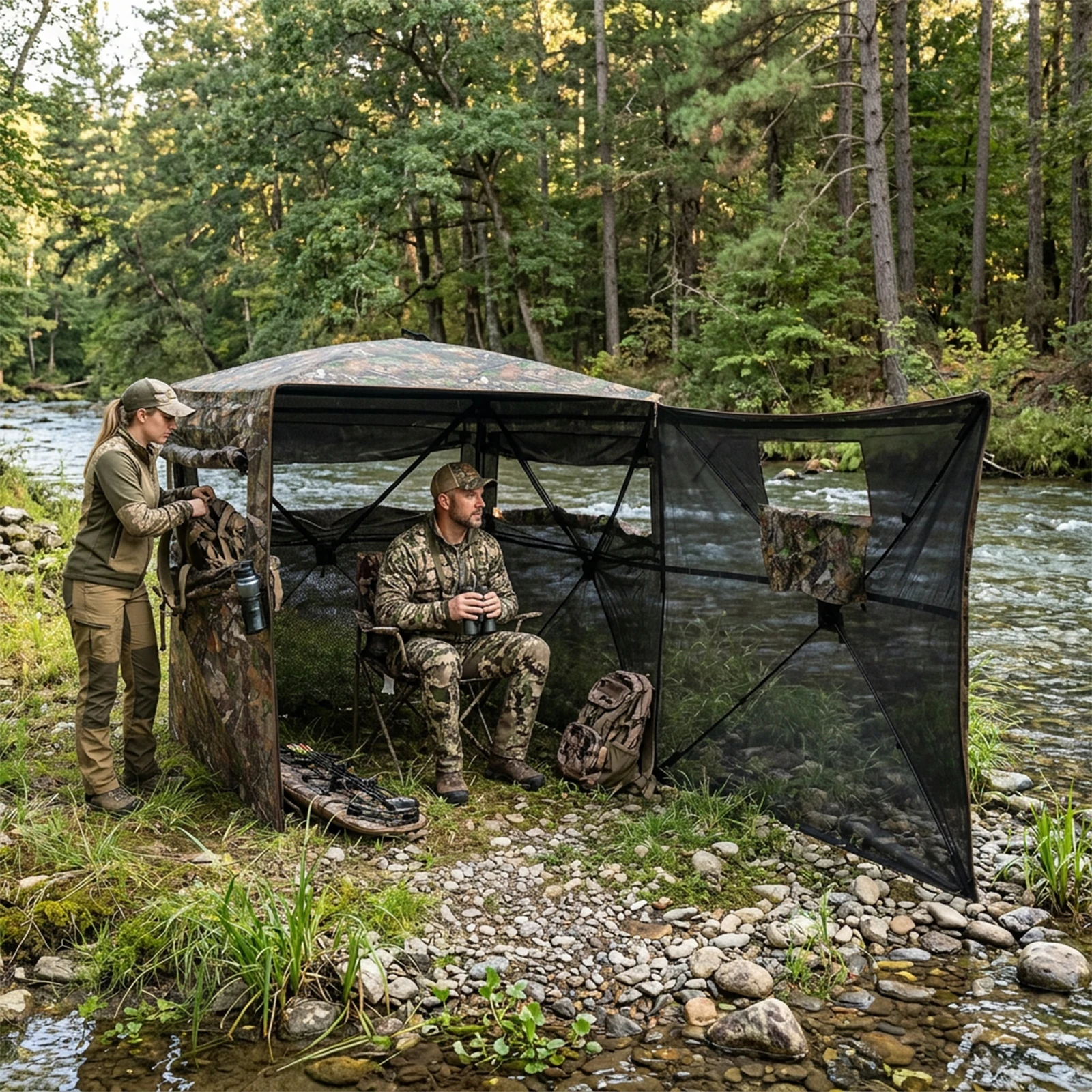

Камуфляжный легкий прочный складной тент для охоты, простой в установке и переноске, наземное укрытие для охоты на оленей, индейку и уток.