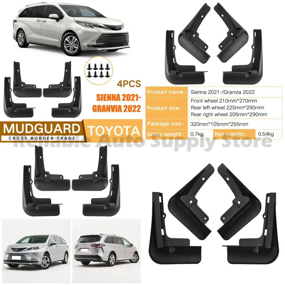 

For Toyota Sienna 2021-2025 Granvia 22 Mud Flaps Premium Quality Durable Protection All-Weather Fit Perfect Stylish Design